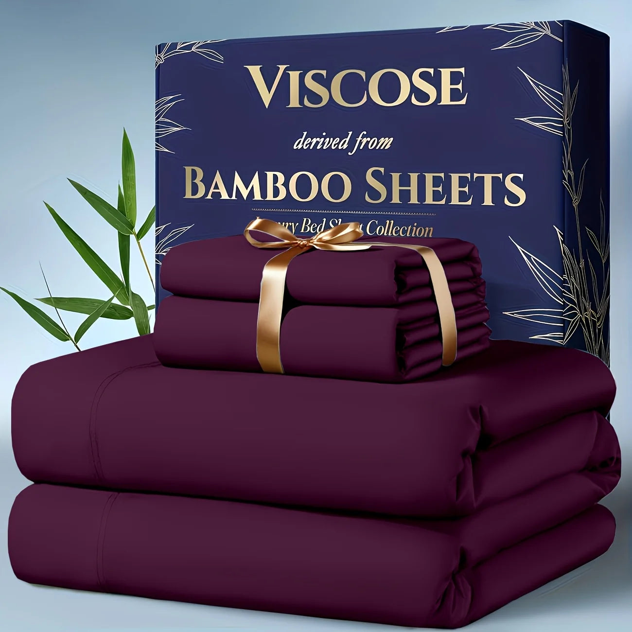 4pcs Bamboo Cooling Bedding - Extra Deep Pocket Breathable And Cooling - Suitable For Hot Sleepers And Sweats, Children Pillowcases, Flat Sheet And Fitted Sheet - A Perfect Gift For Family, Queen And King Sizes, Next Day Deli