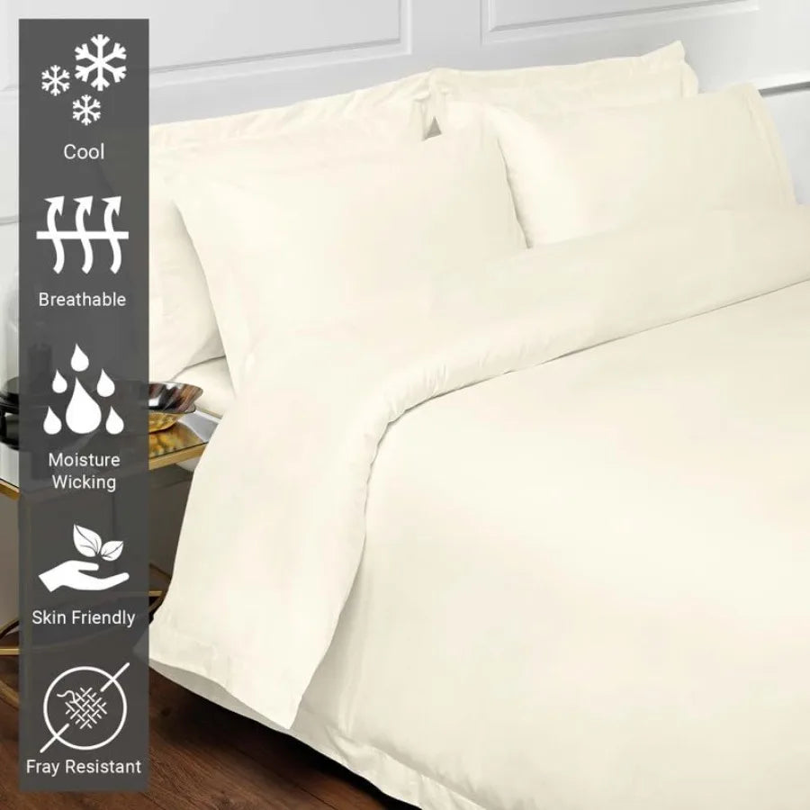Pure 100% Cotton Luxurious 400 Thread Count Long Staple Cotton Sateen Weave Button Closure Combed Ivory Cotton