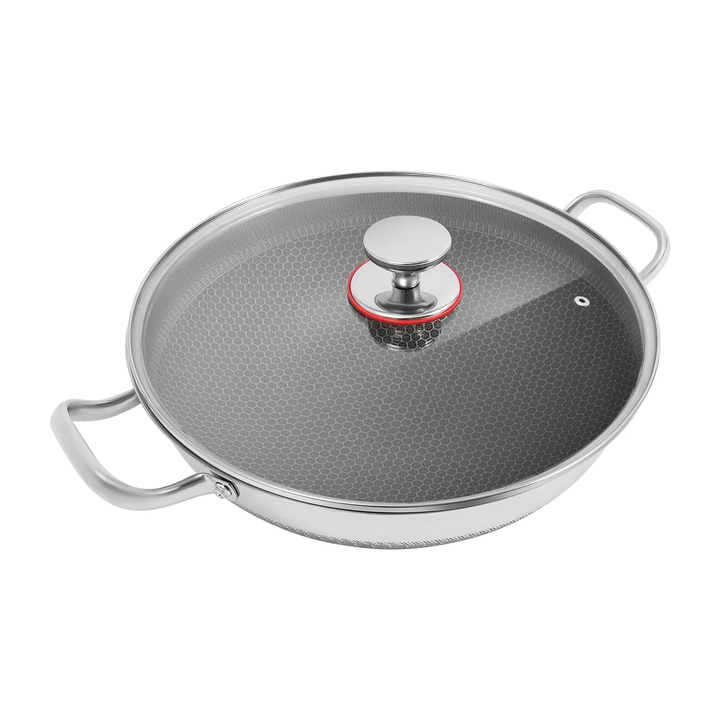 Non-stick Cookware with Lid, Stainless Steel Frying Pan, Modern Cooking Pan for Sauteing, Deep-Frying