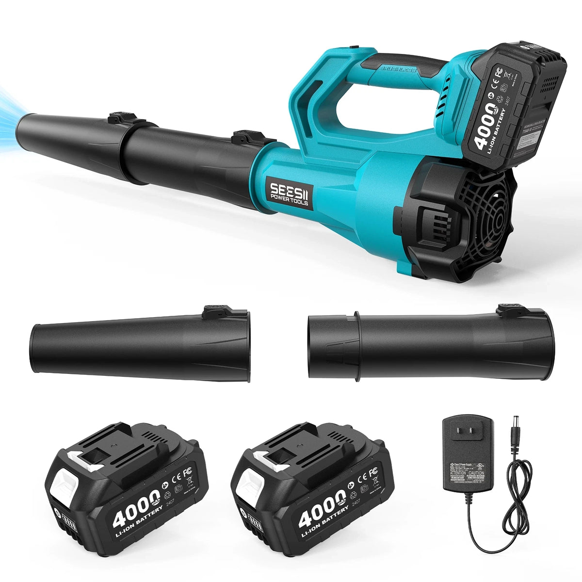 SEESII 900000RPM Brushless Electric Turbo Blower 780CFM Cordless Snow Leaf Blower for Snow Lawn Care Debris for Makita 18v Battery Pin