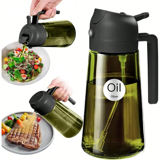 Premium Dark Glass Olive Oil Dispenser 2 In 1 Cooking Oil Spray Bottle Multipurpose Kitchen Oil Mister Perfect For Air Fryer BBQ Grilling Household Cooking Supplies Random Color Shipment