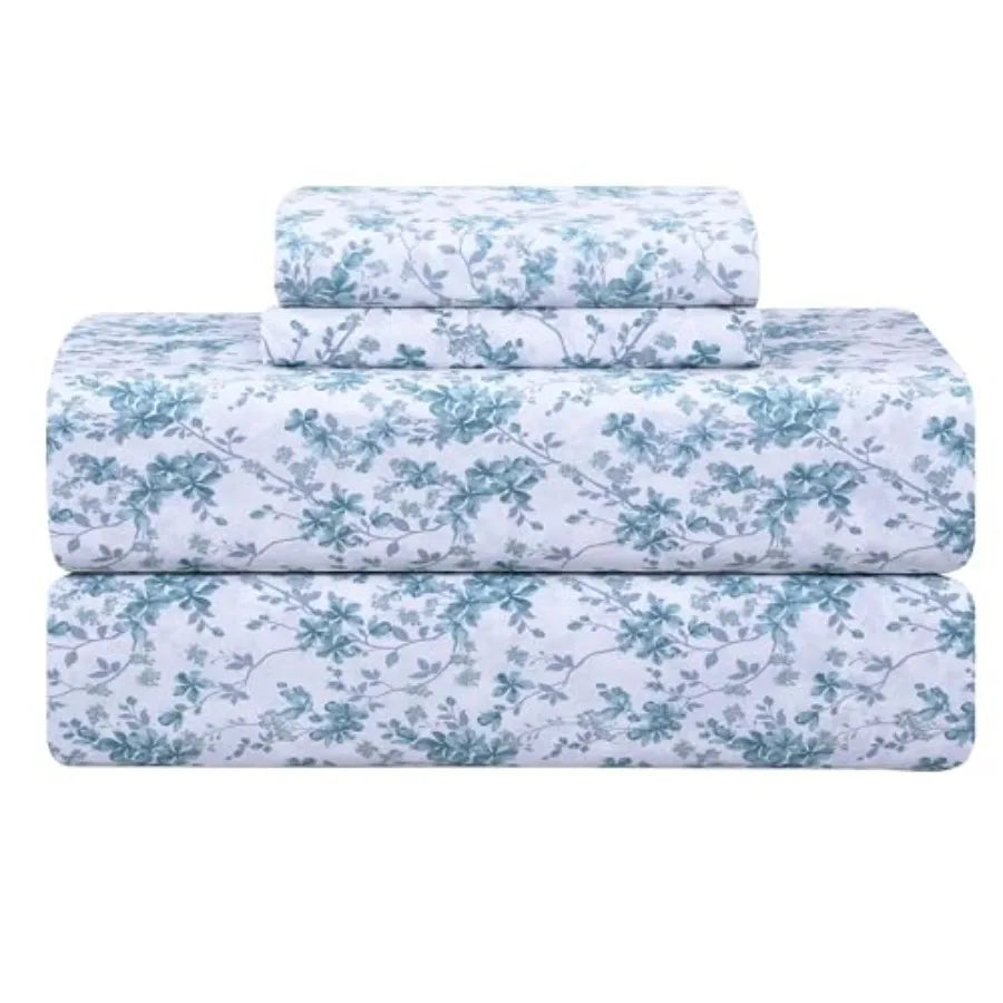 Feather and Stitch Softest 100% Cotton Sheets 300 Thread Count Percale Weave Bedding 16" Deep Pocket Cooling Sheets Breathable