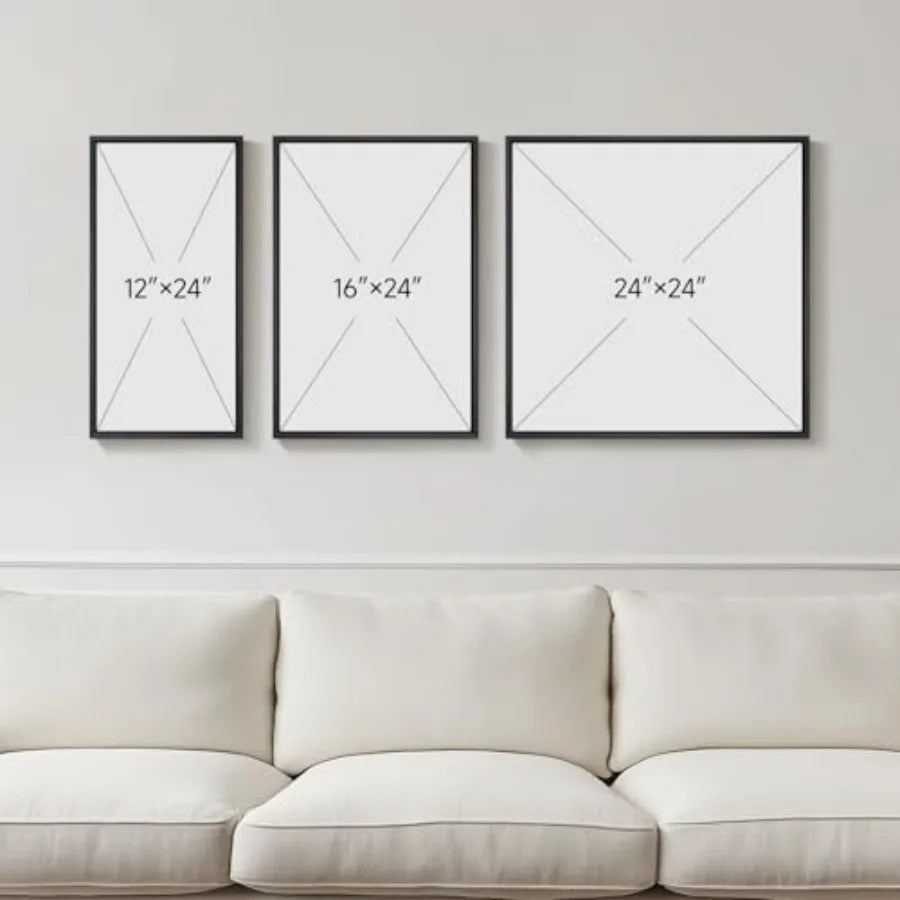 Living room wall decor: black and white abstract canvas prints, 3-piece set, modern minimalist style, cotton canvas material, n