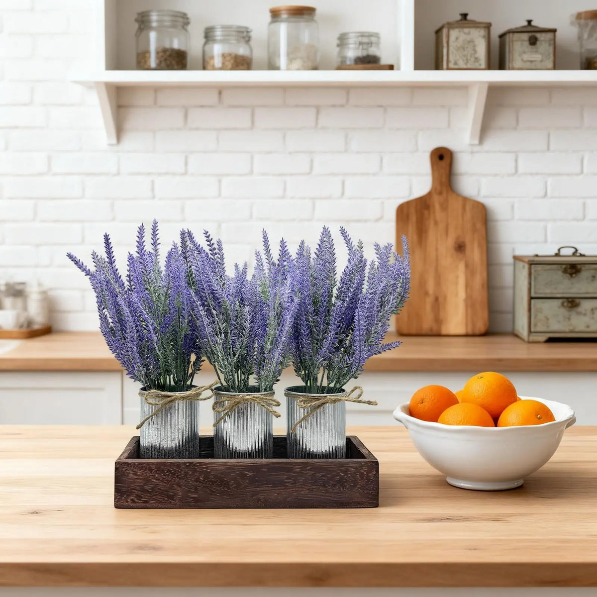 Farmhouse Table Centerpiece Artificial Lavender Flowers Set