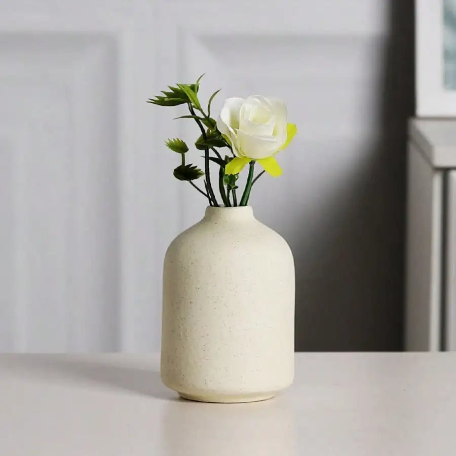 Set Of 3 Minimalist Beige Ceramic Vases - Elegant Home Decor & Wedding Centerpiece - Modern Flower Vases Set - Romantic Gift Ide