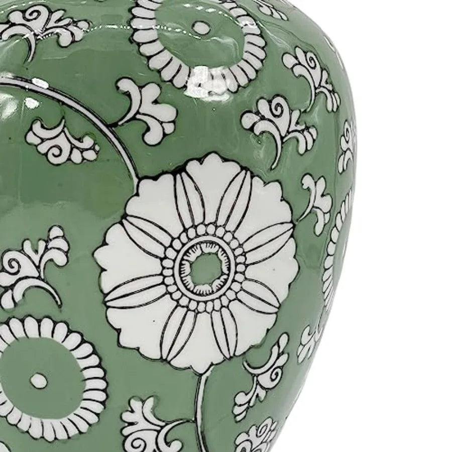 14" Hand Painted Chinoiserie Ceramic Vase Antique Style Porcelain Flower Bottle by Fishtail Chinese Vase for Home Decor and Cen