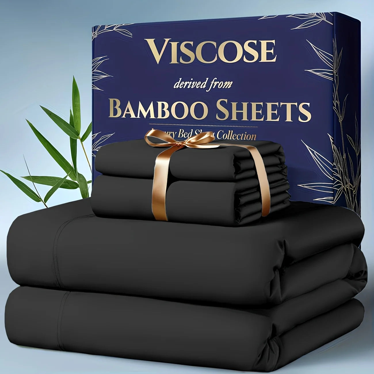 4pcs Bamboo Cooling Bedding - Extra Deep Pocket Breathable And Cooling - Suitable For Hot Sleepers And Sweats, Children Pillowcases, Flat Sheet And Fitted Sheet - A Perfect Gift For Family, Queen And King Sizes, Next Day Deli