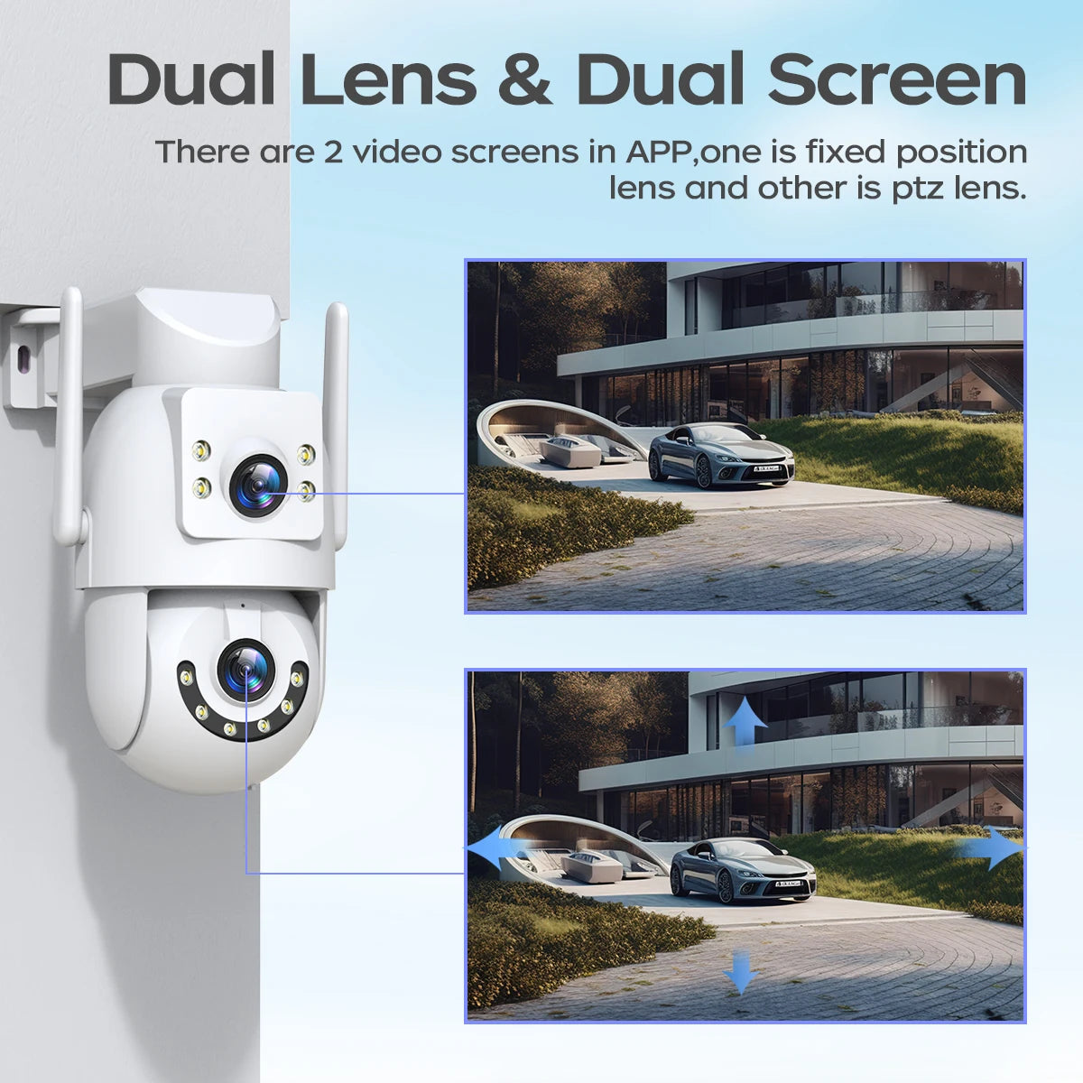 JOOAN 4K Wifi PTZ Camera Outdoor Dual Screen Auto Tracking IP Camera Night Vision Waterproof CCTV Video Surveillance Cam