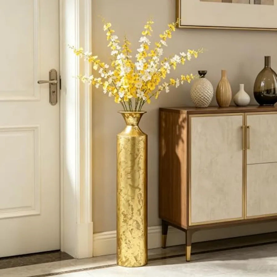 Decorative Gold Metal Tall Floor Vase. Ideal Gift for Floral Arrangements Weddings Party Spa Reiki Meditation Settings O5 27.25