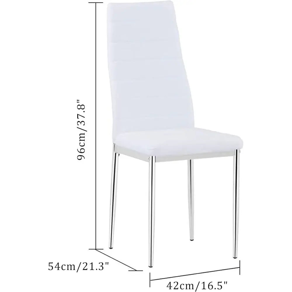 5-Piece Glass Dining Set with Upholstered Chairs or 4-Seat Kitchen Table in Silver with White Chairs