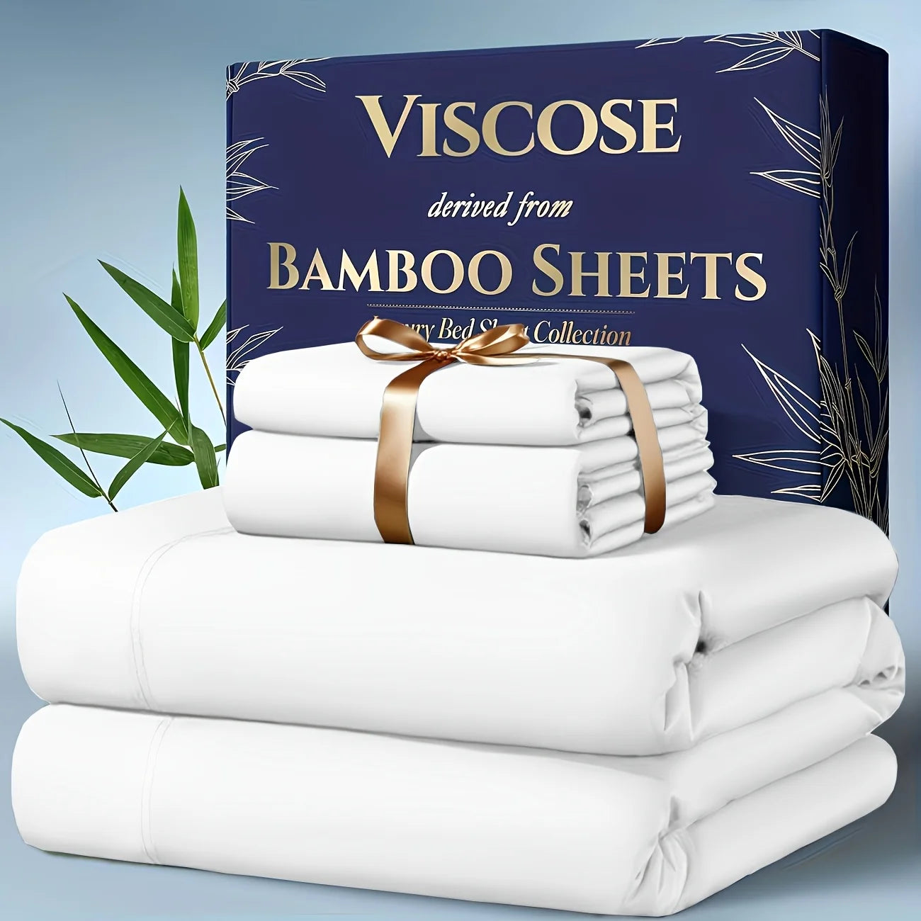 4pcs Bamboo Cooling Bedding - Extra Deep Pocket Breathable And Cooling - Suitable For Hot Sleepers And Sweats, Children Pillowcases, Flat Sheet And Fitted Sheet - A Perfect Gift For Family, Queen And King Sizes, Next Day Deli