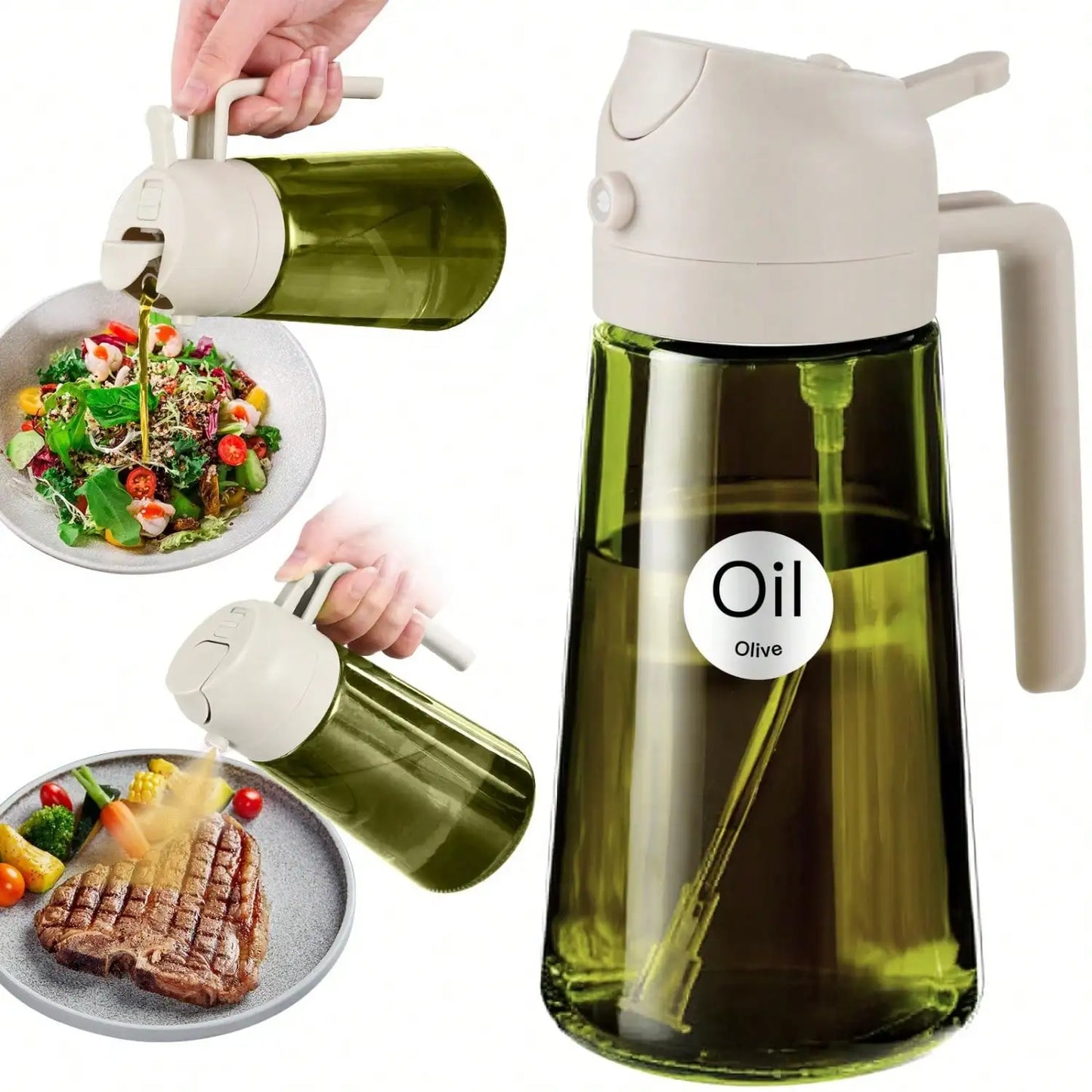 Premium Dark Glass Olive Oil Dispenser 2 In 1 Cooking Oil Spray Bottle Multipurpose Kitchen Oil Mister Perfect For Air Fryer BBQ Grilling Household Cooking Supplies Random Color Shipment