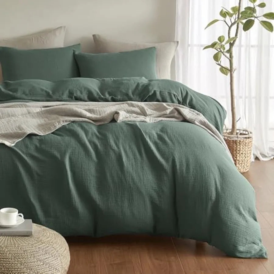 Muslin Duvet Cover Size 100% Washed Cotton Duvet Cover Set Ultra Soft Comforter Cover Linen Like 3 Pieces Minimalist Gauze Duve