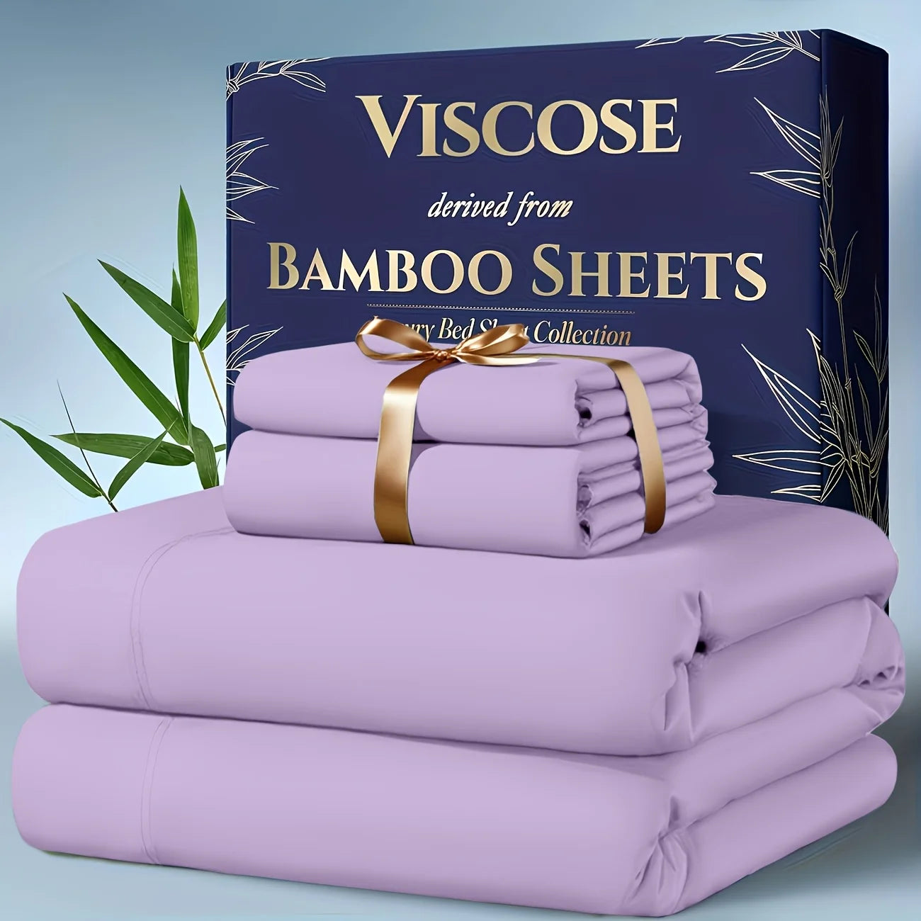 4pcs Bamboo Cooling Bedding - Extra Deep Pocket Breathable And Cooling - Suitable For Hot Sleepers And Sweats, Children Pillowcases, Flat Sheet And Fitted Sheet - A Perfect Gift For Family, Queen And King Sizes, Next Day Deli