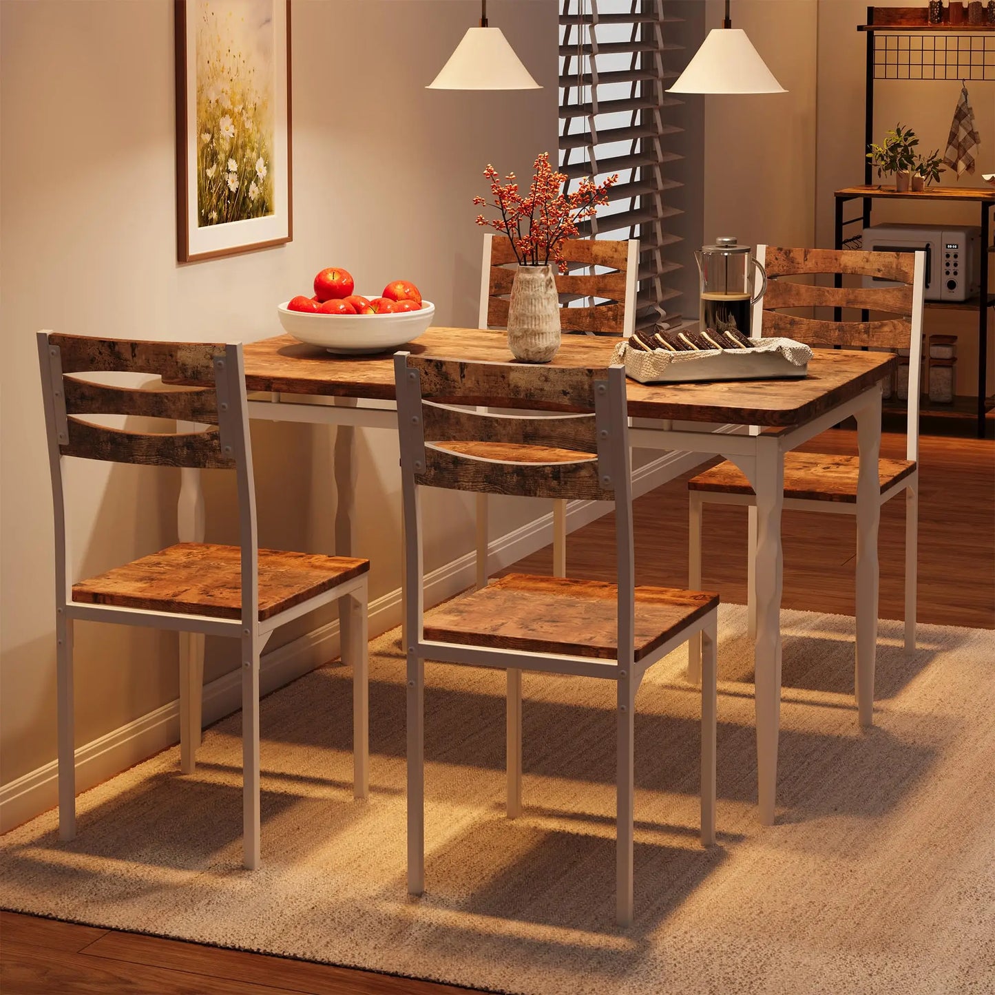 5 Piece Dining Table Set Dining Table And Chairs For 4 Kitchen Table With Spiral Legs For Small Spaces Dining Room Apartment