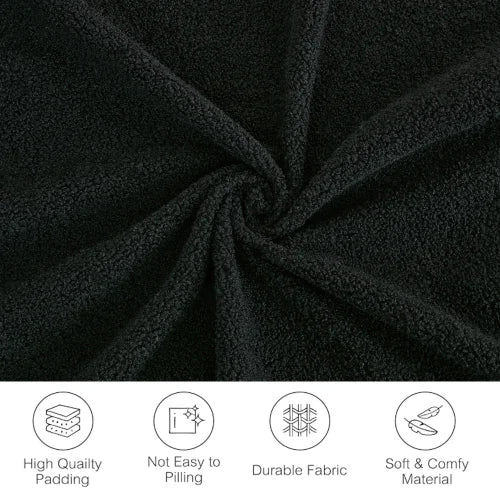 Combination convertible black sofa, 3-seater, foldable convertible sleeper sofa bed, 2-in-1, lamb wool fabric