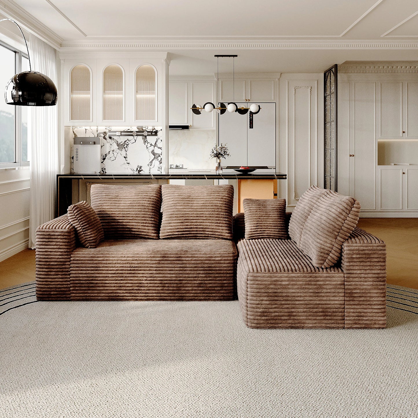 Sdorens 104" Cloud Sectional Couch with L-Shape Chaise,Modern Modular Boneless Sofa with Deep Seat for Living Room Bedroom