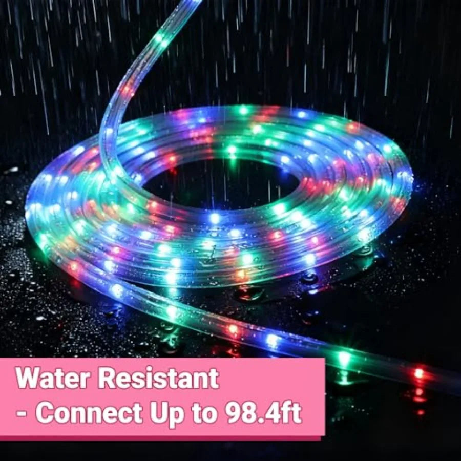 16.4ft Outdoor Smart Rope Lights Waterproof Color Changing Christmas Lights with Remote Connectable Design Music Sync Timer Mul
