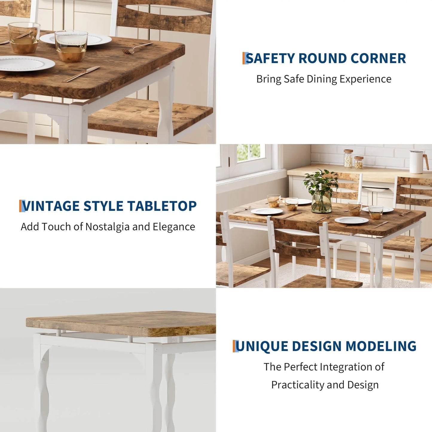 5 Piece Dining Table Set Dining Table And Chairs For 4 Kitchen Table With Spiral Legs For Small Spaces Dining Room Apartment