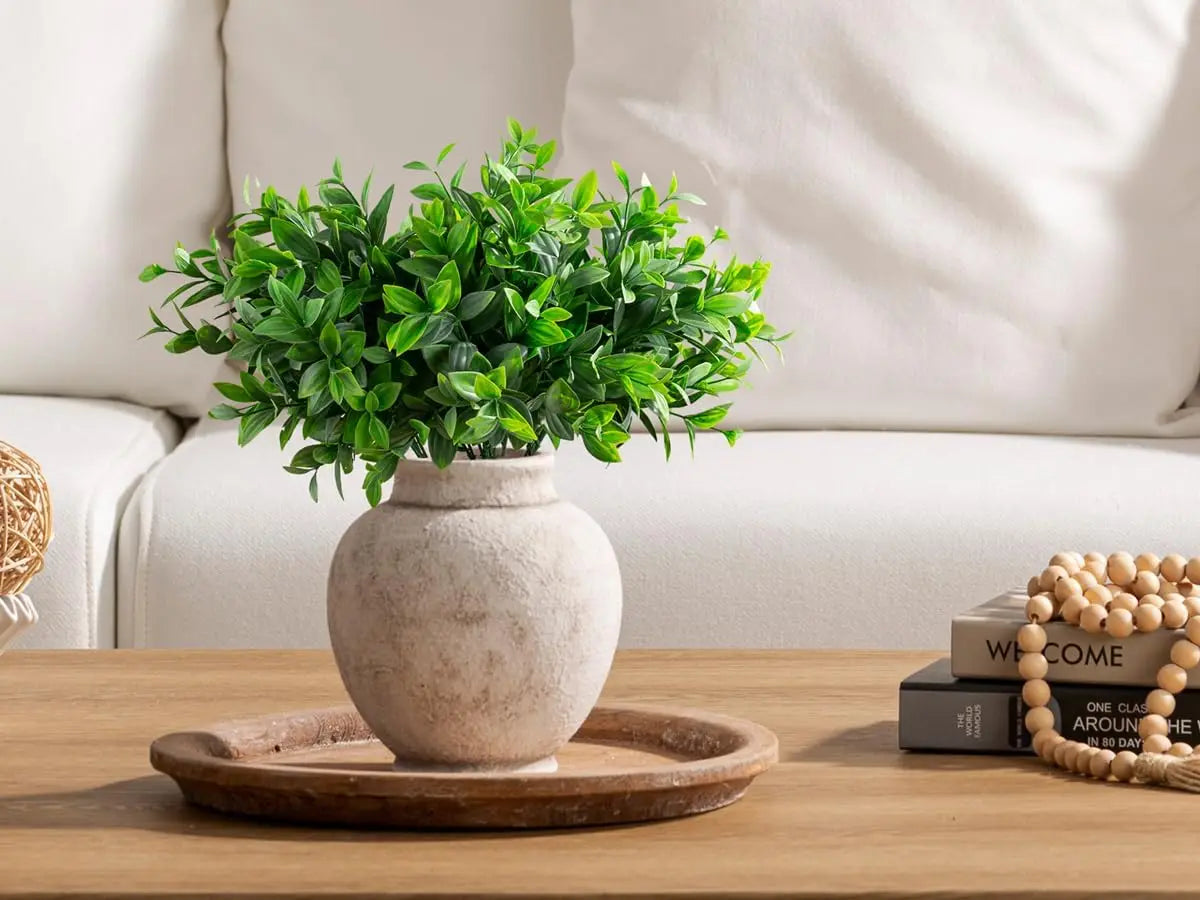 Ceramic Flower Vase, Rustic Farmhouse Decorative Vase Pottery Pampas Grass Vases for Home Decor Table Living Room Entryway Mantel Bookshelf Bedroom Bathroom Kitchen - 6.7" D