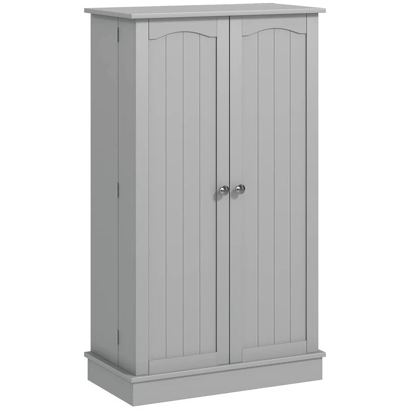 HOMCOM 41" Freestanding Kitchen Cabinet with Double Doors, 12 Shelves, 5-Tier Adjustable Storage, Paper Gray