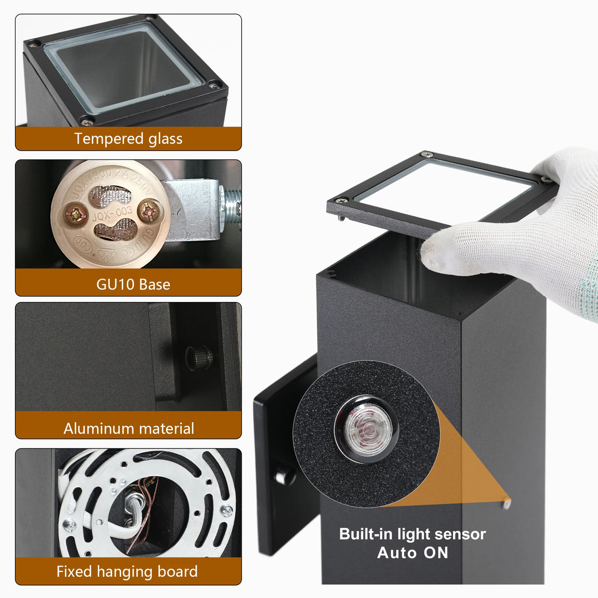 Motion Sensor Outdoor Wall Lights 2 Pack, Matte Black Aluminum Up Down LED Sconce, Dusk to Dawn Waterproof Exterior Light