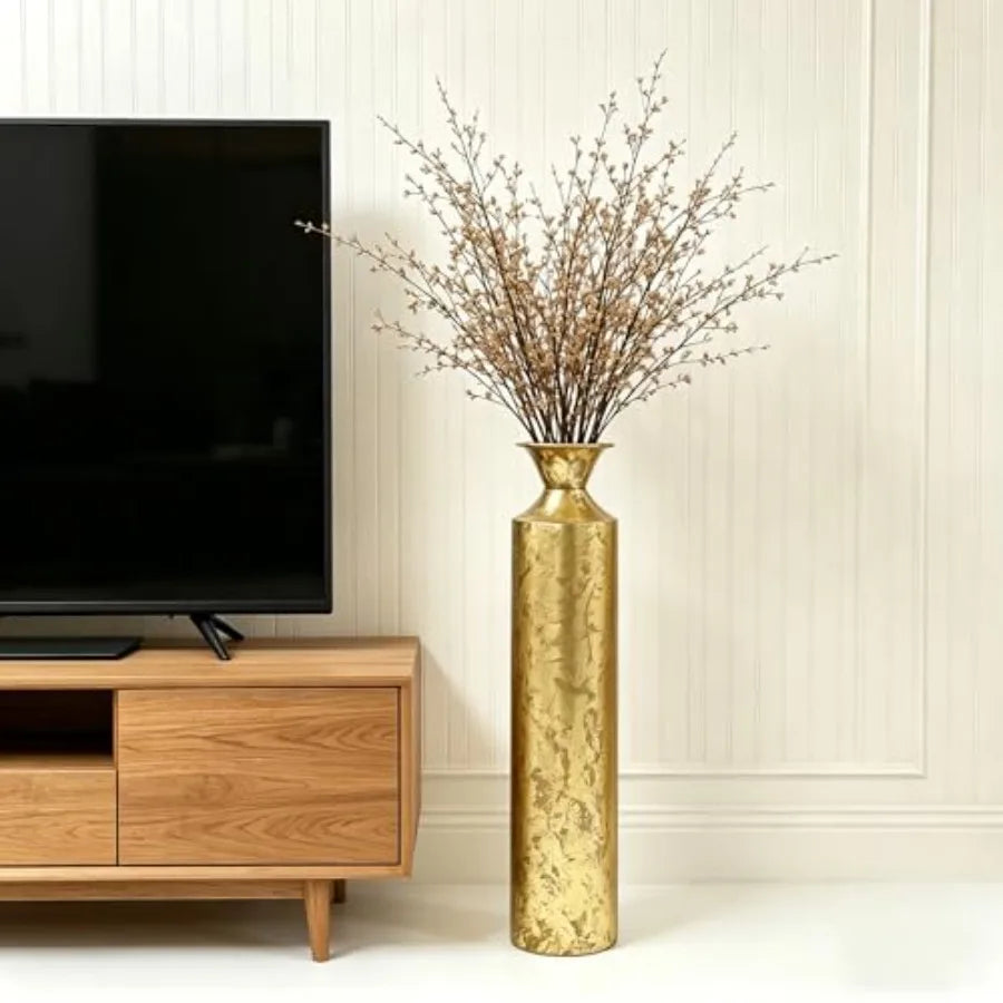 Decorative Gold Metal Tall Floor Vase. Ideal Gift for Floral Arrangements Weddings Party Spa Reiki Meditation Settings O5 27.25