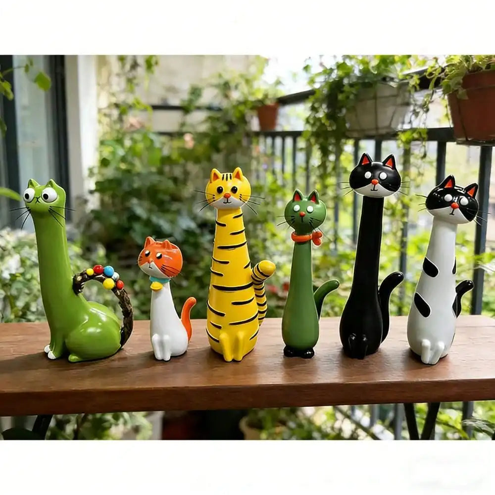 1pc Resin Cat Shaped Vase, Cute Long Neck Cat Flower Arrangement Decor, Home Desktop Floral Decoration, Living Room Entryway Orn