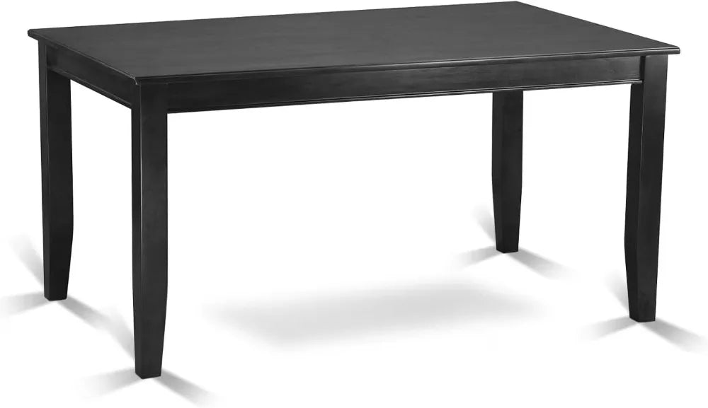 7Pc Kitchen Table Set, 60x36in Rect Dining Table & 6 Chairs, Black