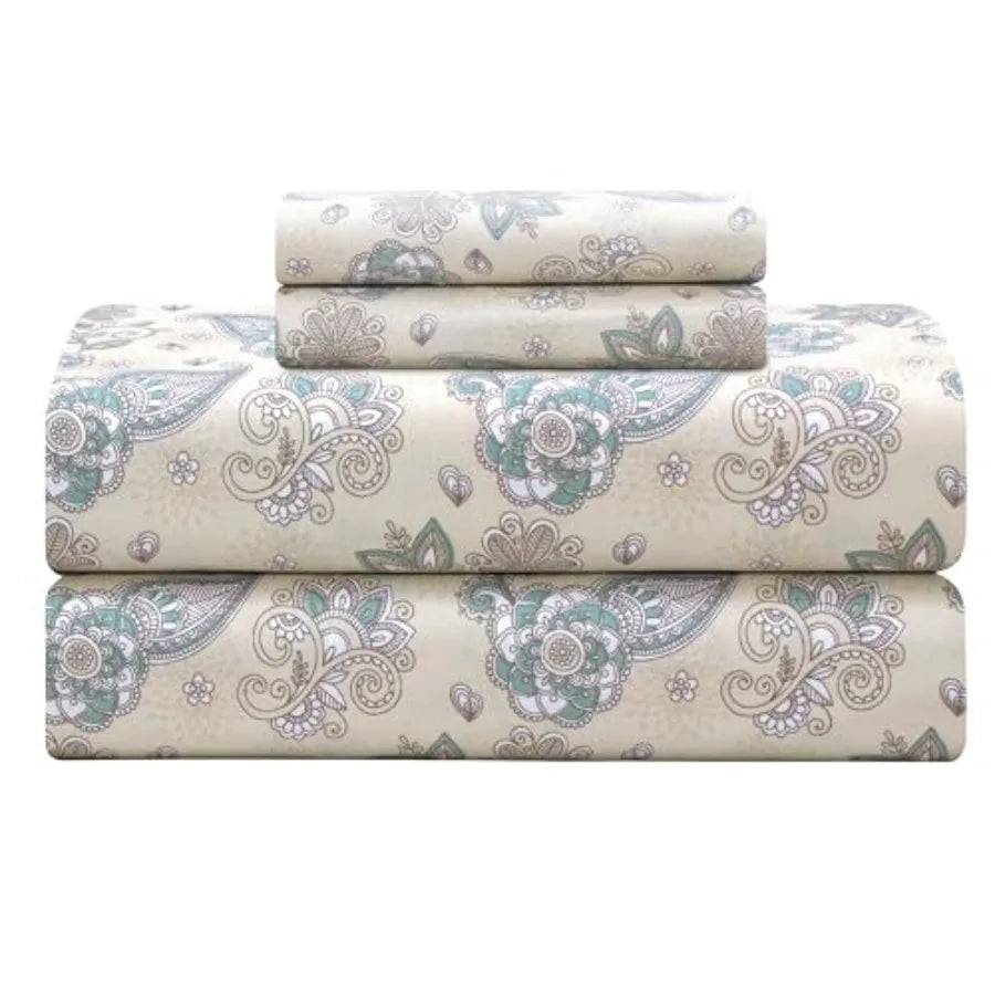 Feather and Stitch Softest 100% Cotton Sheets 300 Thread Count Percale Weave Bedding 16" Deep Pocket Cooling Sheets Breathable