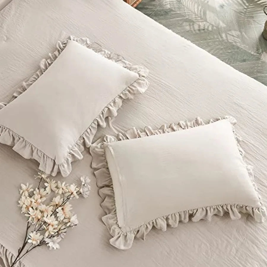 Home Bedding Bedspread Set Quilt - Farmhouse Bedspread Summer Coverlet Bed Spreads, Lightweight Quilt Chic Vintage Bedding Ruff