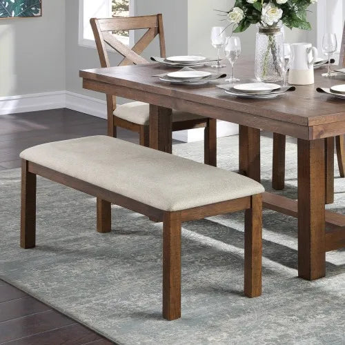 6 sets of brown tableware, rectangular tables and chairs, beige, soft cushions, kitchen dining table furniture