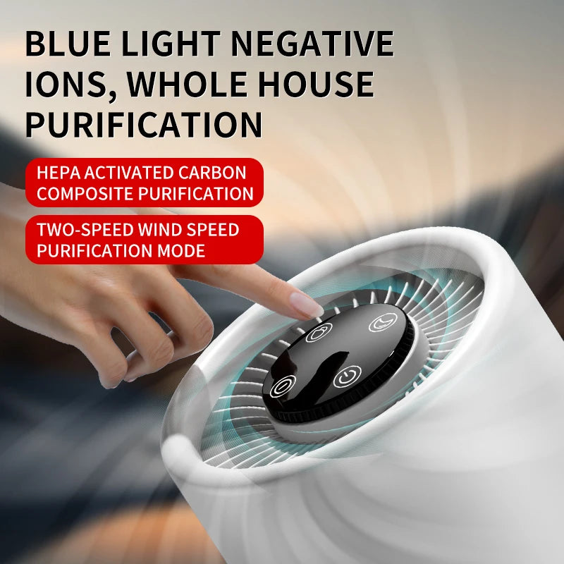 ZNLYRION Mini Desktop Air Purifier HEPA Activated Carbon Filter Negative Ion Blue Light Purification 2 Speed Wind Aroma Function Remove Formaldehyde Smoke Odor Dust