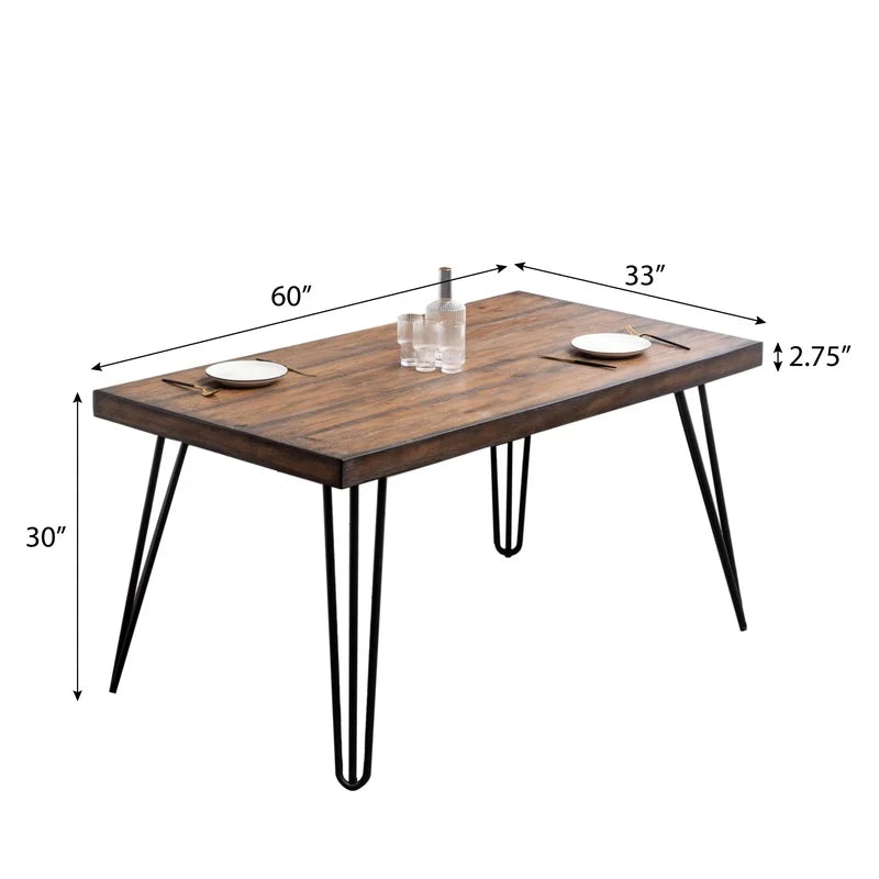 Ashford 7-Piece Dining Set with Hairpin Table and 6 Chairs, 4 Color Choices