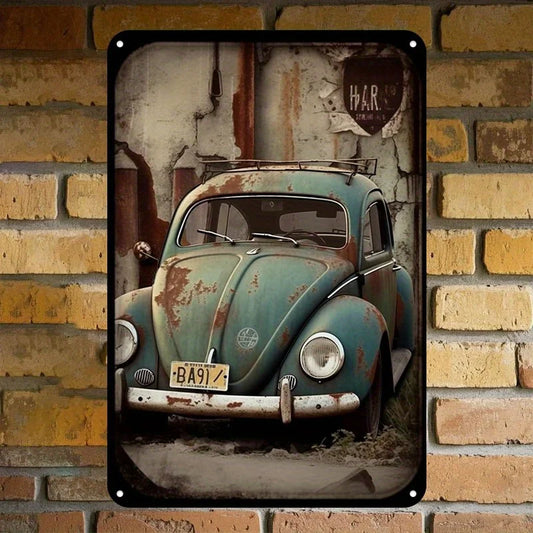 Vintage Rusty Metal Tin Sign - Classic Car Art Decor for Home, Bars, Cafes,Garages, , Perfect Gift Enthusiasts, O