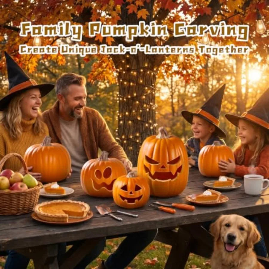 DIY Halloween Thanksgiving home decor: carvable PU artificial pumpkins, 9 large realistic set of 4, orange, lightweight and reu