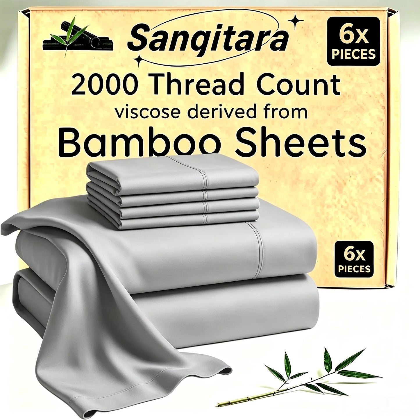 Cooling Bed Sheet King Sets Suitable for Hot Sleepers - Luxurious Ultra-Soft Bamboo Blend Sheets with Deep Fitted Base, King & Queen Size Cooling Bedding for Heavy-Sided Mattresses, Machine Washable (Pink/Grey), Christmas Dec