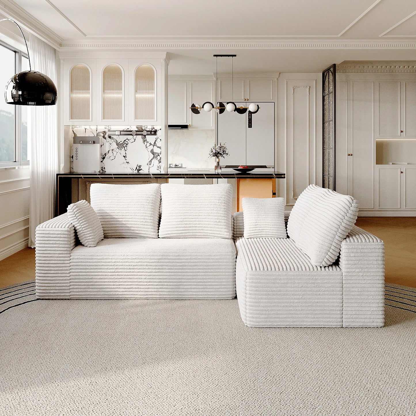 Sdorens 104" Cloud Sectional Couch with L-Shape Chaise,Modern Modular Boneless Sofa with Deep Seat for Living Room Bedroom