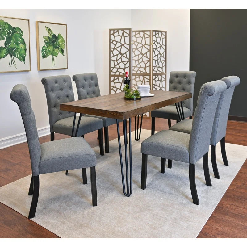 Ashford 7-Piece Dining Set with Hairpin Table and 6 Chairs, 4 Color Choices