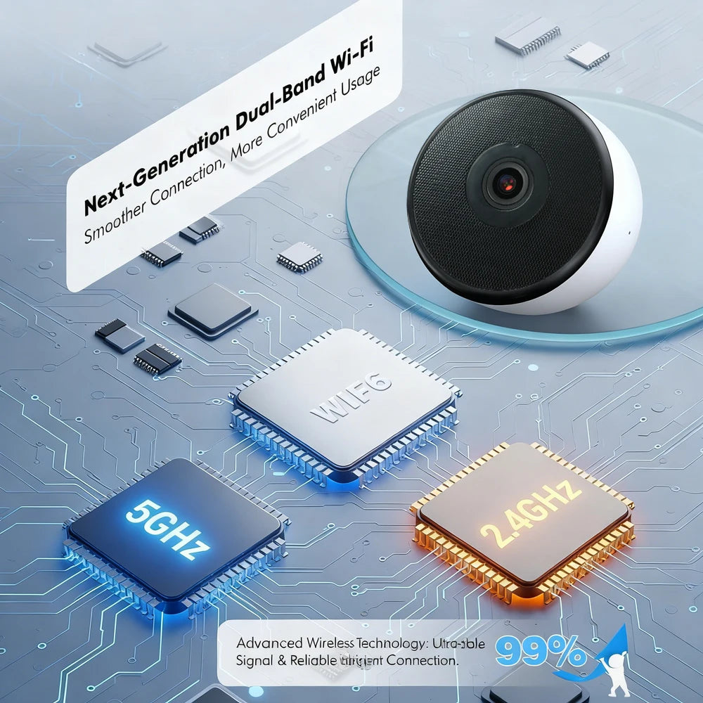 2K HD WiFi Window Security Camera 2.4G Wireless Indoor Surveillance Cam Two Way Audio Night Vision Motion Detection Support 128GB SD Card Easy Adhesive Installation Home Monitor Camera