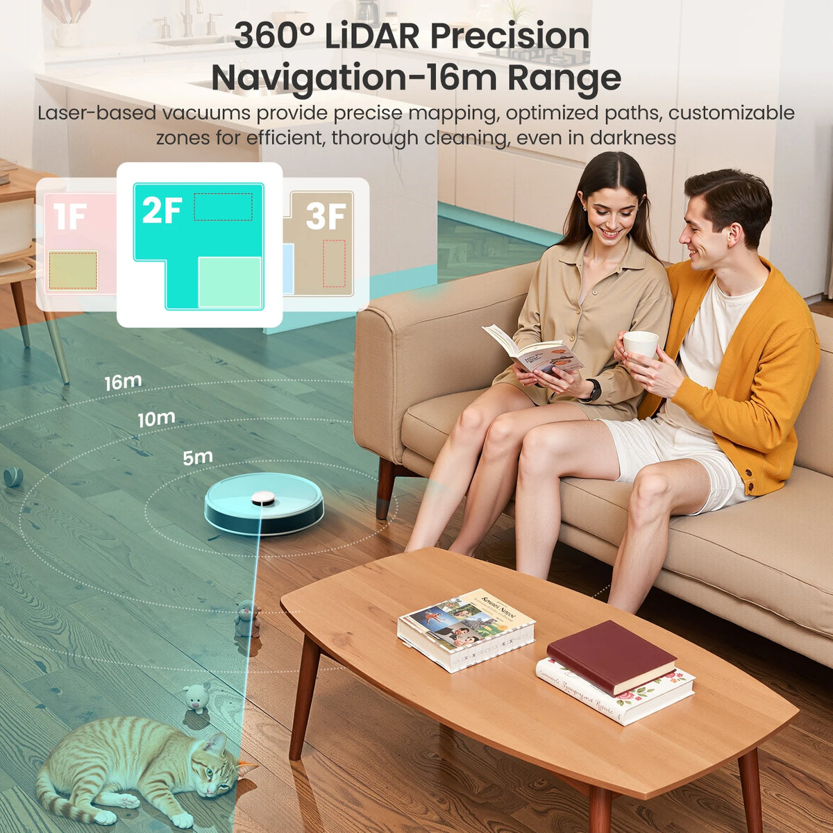 LEFANT M3L Robot Vacuum Cleaner, 12000 Pa Suction 220 min Battery, All-in-one Base Station,DToF Navigation, Double Rotary Cloth