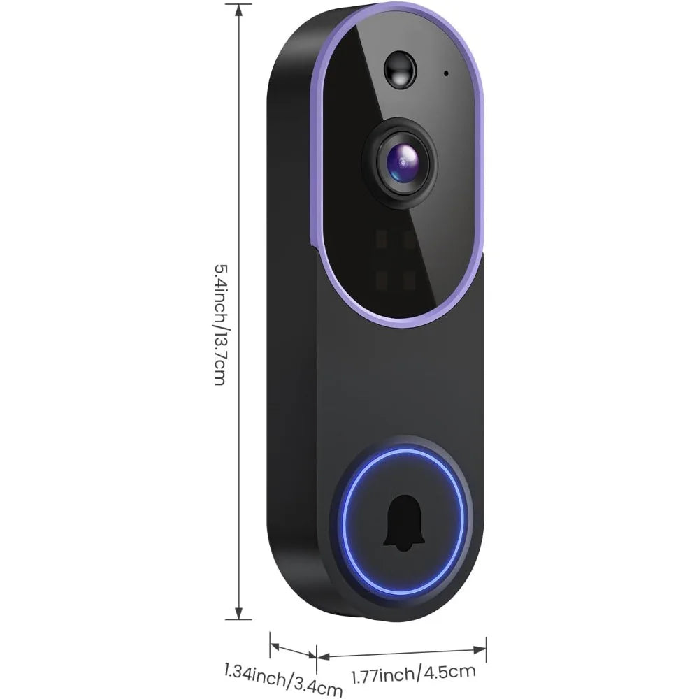 1080p Smart Video Doorbell: Night Vision, Live View, AI Detection, 2-Way Audio, Cloud Storage (Sold Separately), 2.4G WiFi