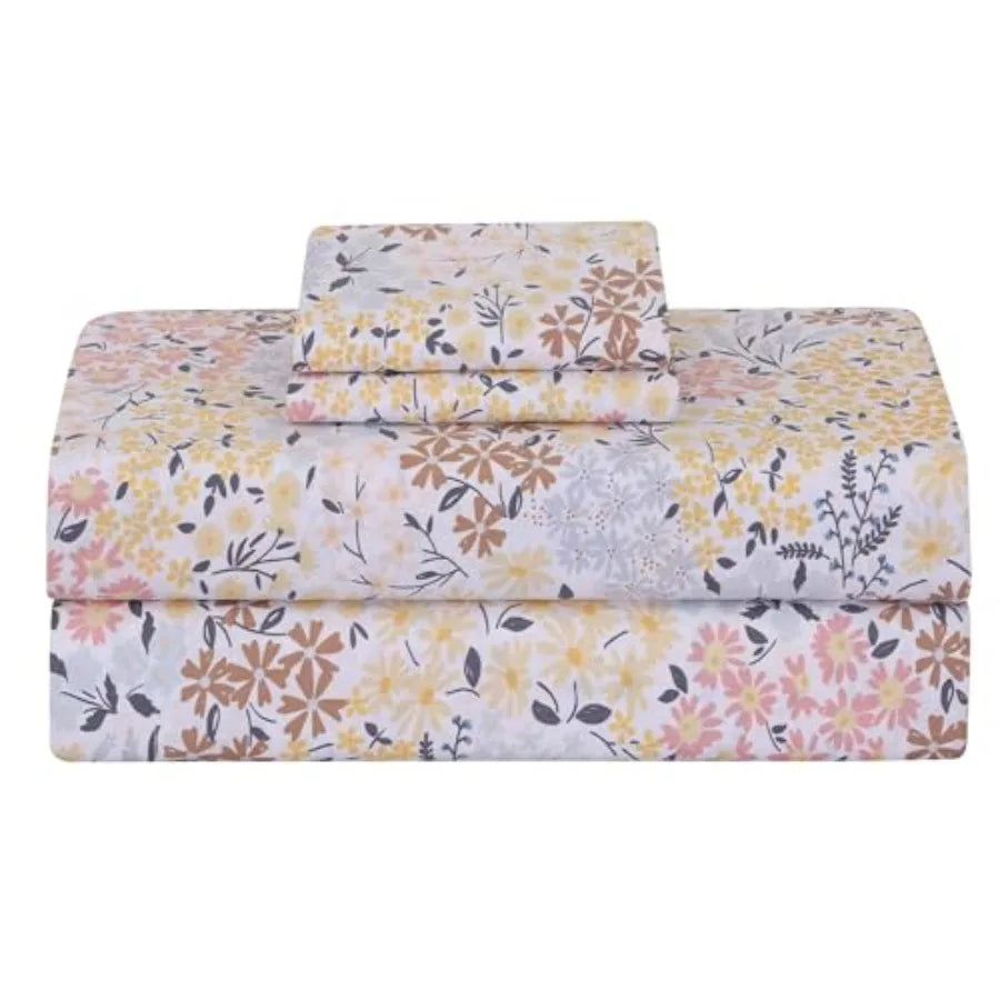 Feather and Stitch Softest 100% Cotton Sheets 300 Thread Count Percale Weave Bedding 16" Deep Pocket Cooling Sheets Breathable