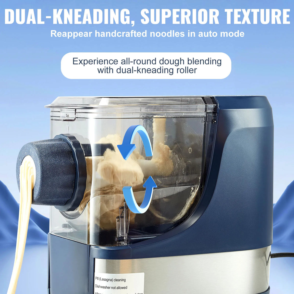 SucceBuy Electric Pasta Maker Automatic Noodle Maker Machine with 4 Intelligent Modes 500g Flour Capacity Pasta Maker Machine