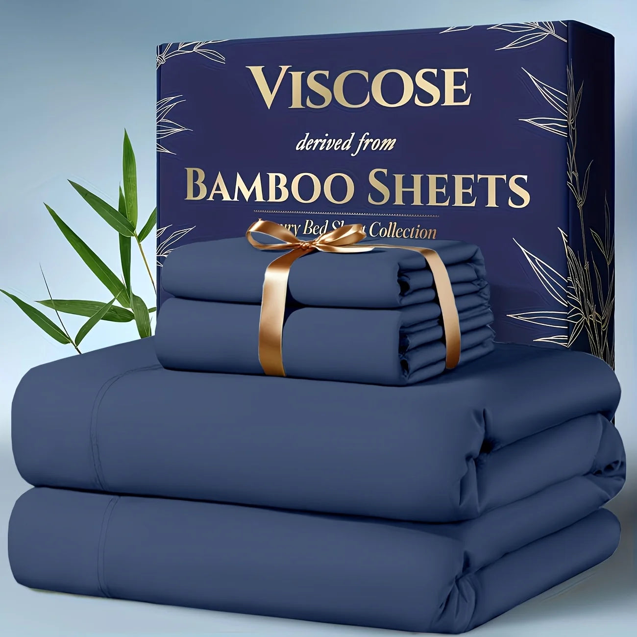4pcs Bamboo Cooling Bedding - Extra Deep Pocket Breathable And Cooling - Suitable For Hot Sleepers And Sweats, Children Pillowcases, Flat Sheet And Fitted Sheet - A Perfect Gift For Family, Queen And King Sizes, Next Day Deli