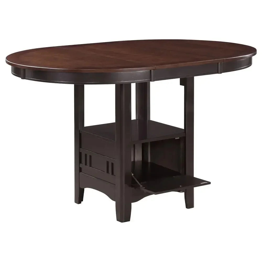 Home Furnishings LAVON 5Piece Counter Height Dining Set Oval Extendable Table with Storage amp 4 Upholstered Chairs Dining Room
