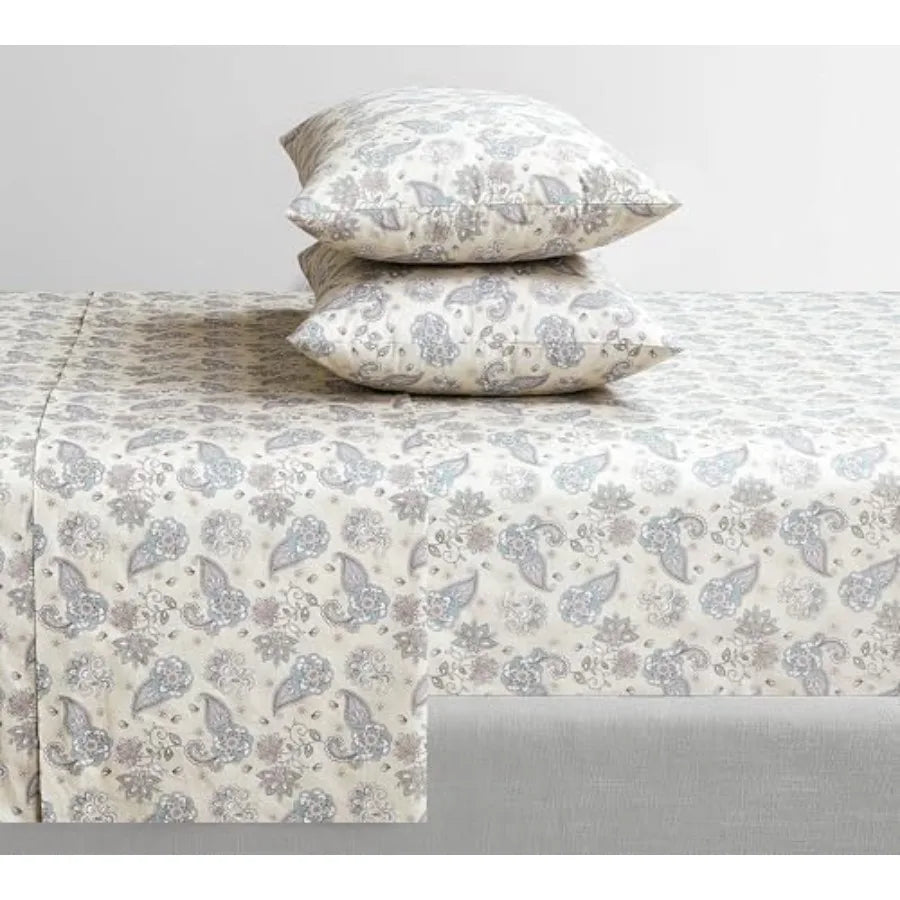 Feather and Stitch Softest 100% Cotton Sheets 300 Thread Count Percale Weave Bedding 16" Deep Pocket Cooling Sheets Breathable