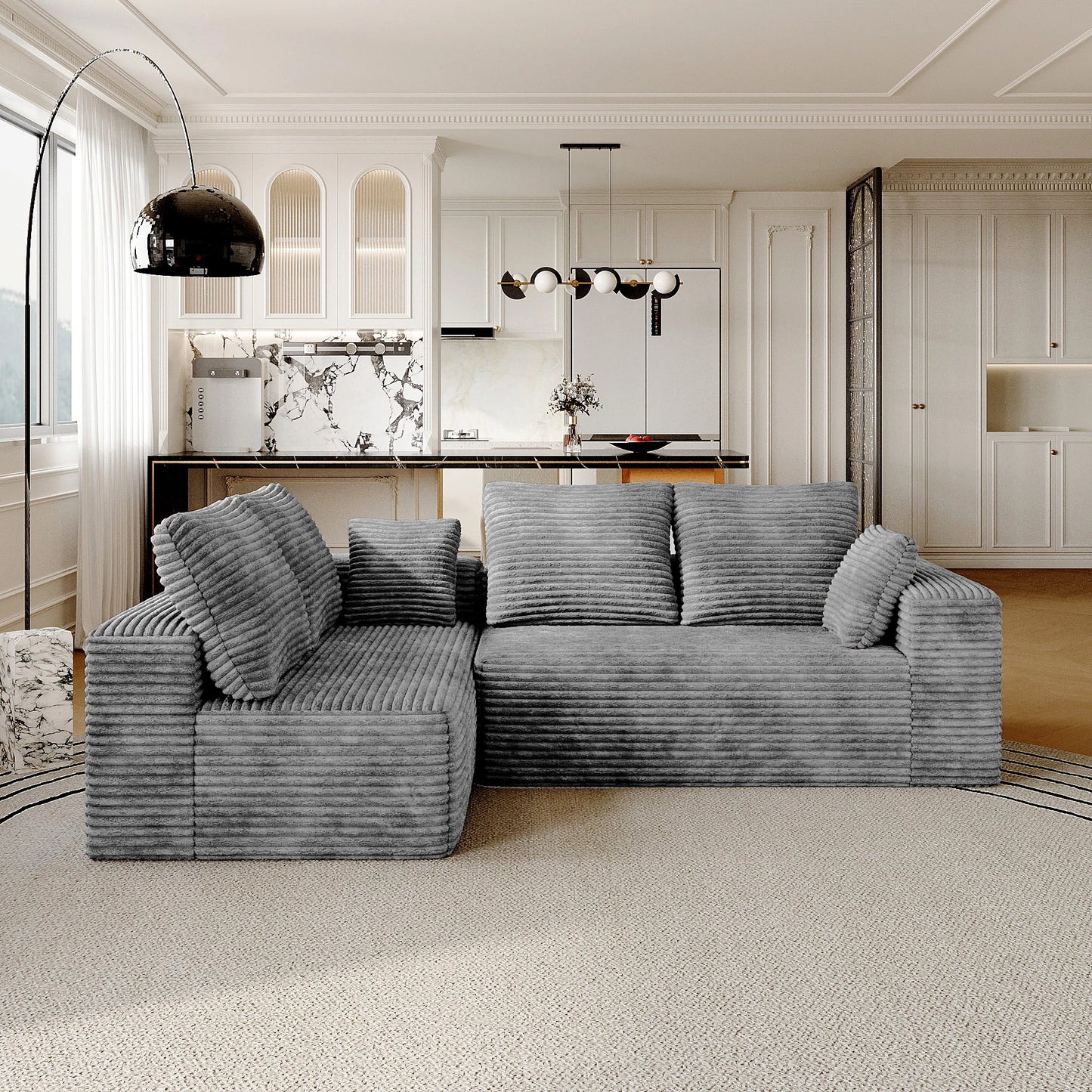 Sdorens 104" Cloud Sectional Couch with L-Shape Chaise,Modern Modular Boneless Sofa with Deep Seat for Living Room Bedroom
