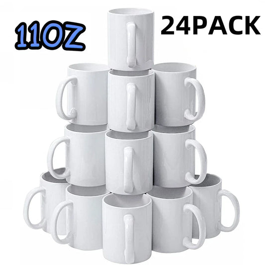 HTVRONT Sublimation Mugs Blank , Cups 11oz Sublimation Ceramic Blank Coffee Mugs,White Cups, Sulimation Blanks for Coffee, Tea,