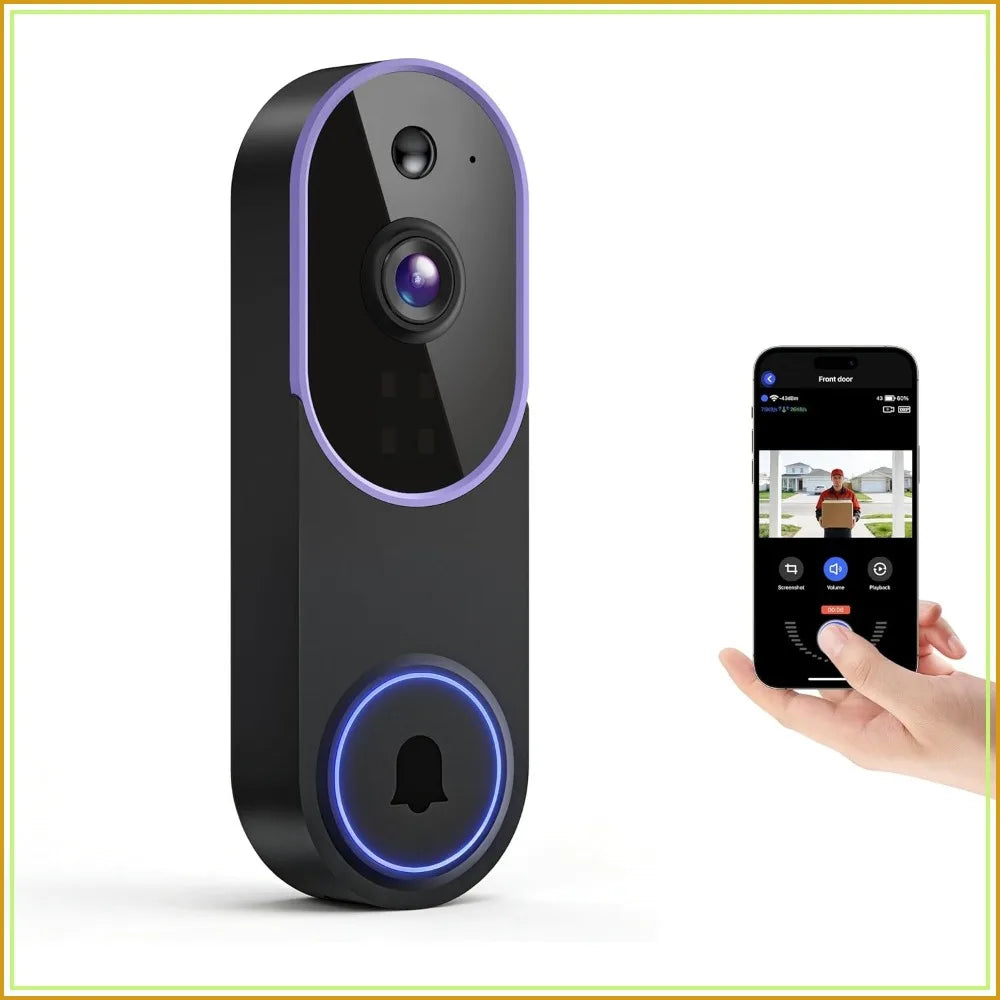 1080p Smart Video Doorbell: Night Vision, Live View, AI Detection, 2-Way Audio, Cloud Storage (Sold Separately), 2.4G WiFi